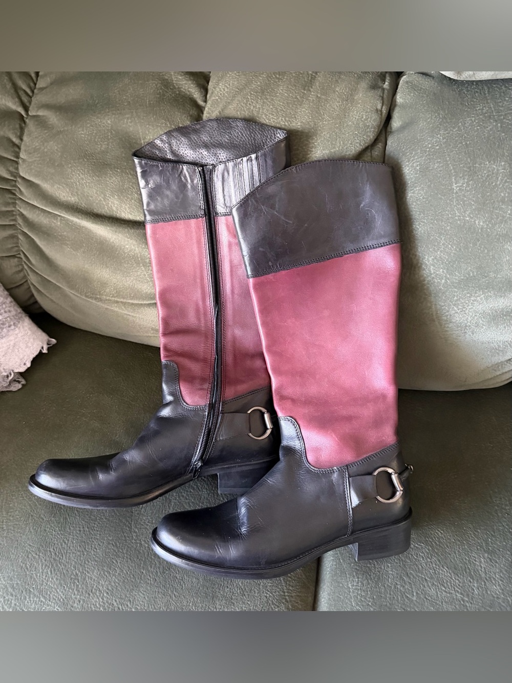 Women’s Villa Rouge Two-Tone Black and Burgundy Tall  Boots